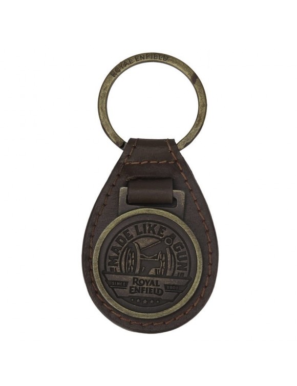 Porte-clés en cuir Royal Enfield en cuir fait comme une arme à feu brun