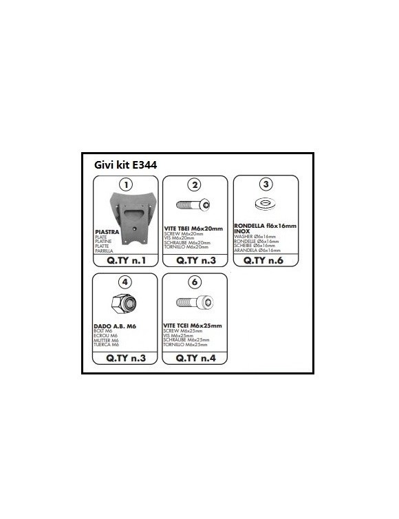 Kit exión trasera GIVI E344 Piaggio Beverly 125/250/400/500 - 2