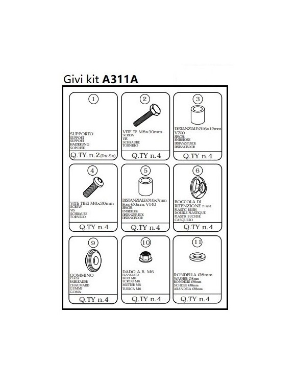 GIVI a311a Windschutzscheiben-Befestigungssatz für Honda SH 125i-150i - 2