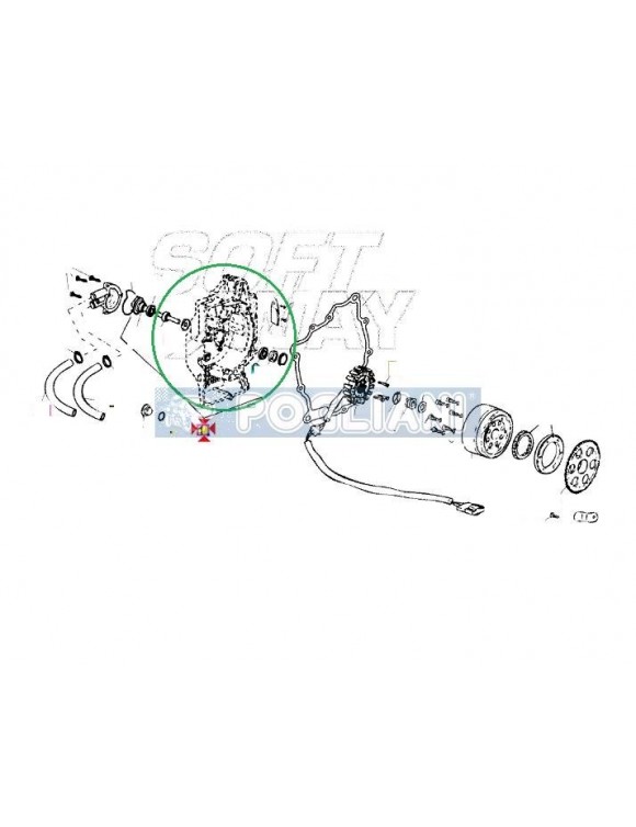 Coperchio laterale volano e pompa acqua originale Piaggio/Aprilia/Derbi/Gilera - 3 Coperchio laterale volano e pompa acqua originale Piaggio/Aprilia/Derbi/Gilera - 3