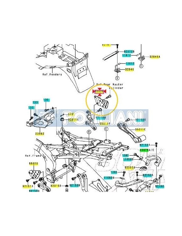 Protection gauche du pied 550201628 Kawasaki Ninja ZX-6R/9R - 5 Protection gauche du pied 550201628 Kawasaki Ninja ZX-6R/9R - 5