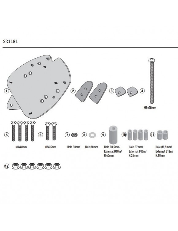 Kit piastra in ferro, attacco portapacchi GIVI sr1181 Monolock Honda sh 125-150 - 3 Kit piastra in ferro, attacco portapacchi GIVI sr1181 Monolock Honda sh 125-150 - 3