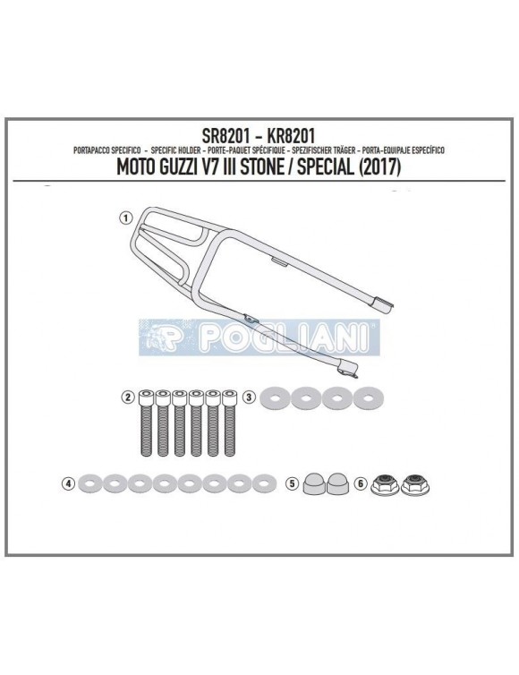 Porte-bagages GIVI SR8201 monokey/Monolock Moto Guzzi V7 III Stone/Spécial - 2