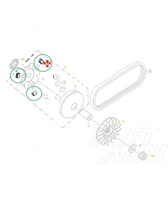 Set tasselli puleggia primaria originale 22132ara001a SYM Symphony 125 euro5 - 3 Set tasselli puleggia primaria originale 22132ara001a SYM Symphony 125 euro5 - 3