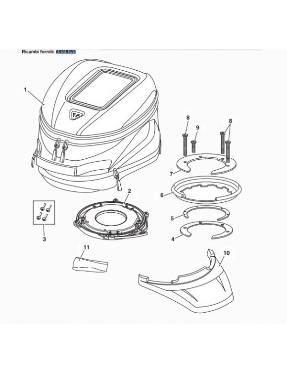 Kit borsa e flangia serbatoio sgancio rapido originale A9518255 Triumph trident - 2 Kit borsa e flangia serbatoio sgancio rapido originale A9518255 Triumph trident - 2