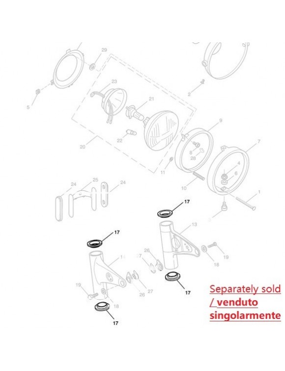 Guarnizione staffa Faro t2700461 Triumph Bonneville T100/T120, Scrambler, thruxt - 3