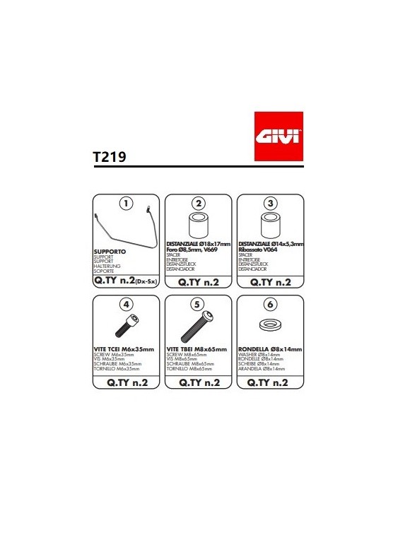 GIVI T219 Marcos sujetar Honda Hornet 600/ABS Bolsas laterales laterales - 2 GIVI T219 Marcos sujetar Honda Hornet 600/ABS Bolsas laterales laterales - 2