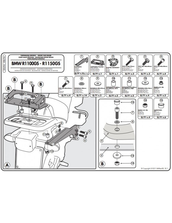 Kit guidage GIVI SR694 Monokey BMW R1100GS/R1150GS Trunk(jusqu'à '03) - 2