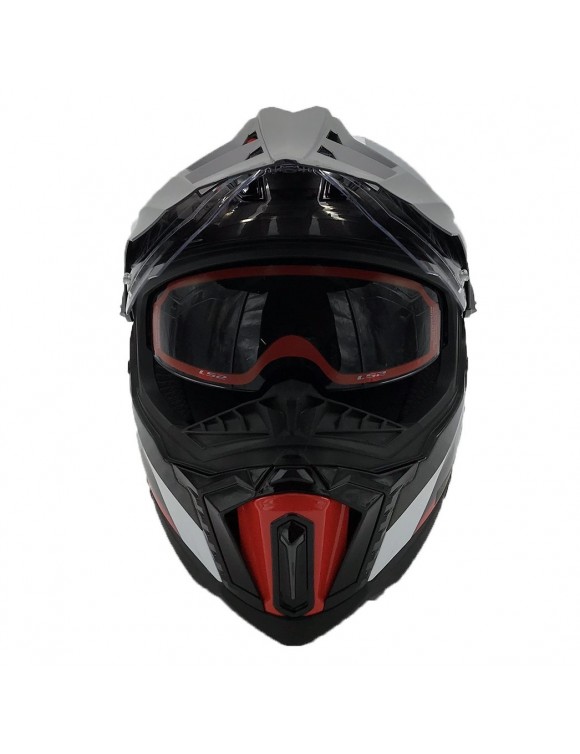 Casco integral moto carbono LS2 MX701 Explorer C Frontier Titanium Rojo - 3
