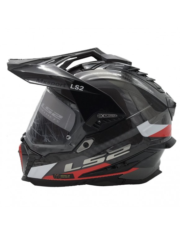 Casque moto carbone intégré LS2 MX701 Explorer C Frontier Titanium Red - 4