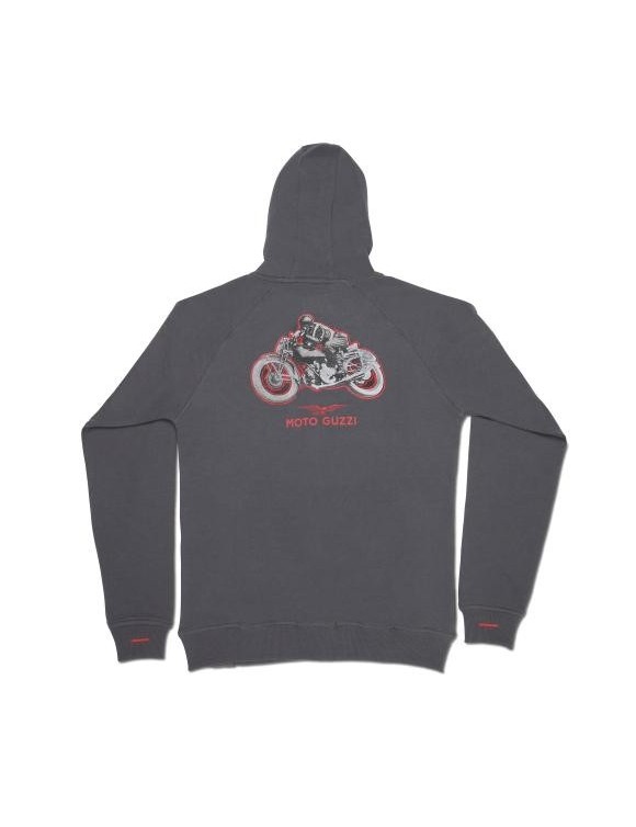 Sweat à capuche Moto Guzzi "Garage" Gris 100% coton - 2