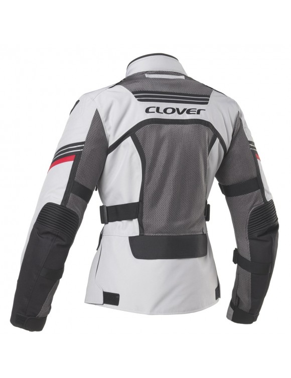 Giacca moto da donna traforata Clover Ventouring-3 Airbag wp nero/grigio - 2
