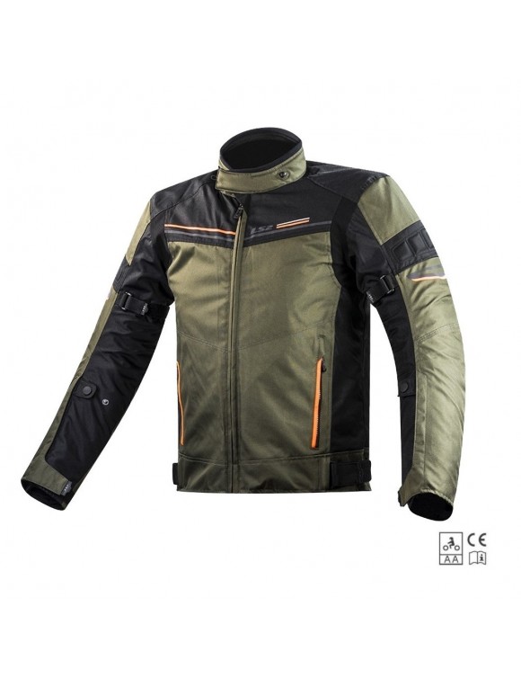 Veste moto Hommes Touring 3 saisons imperméable LS2 Ombre Vert/Orange Fluo - 4
