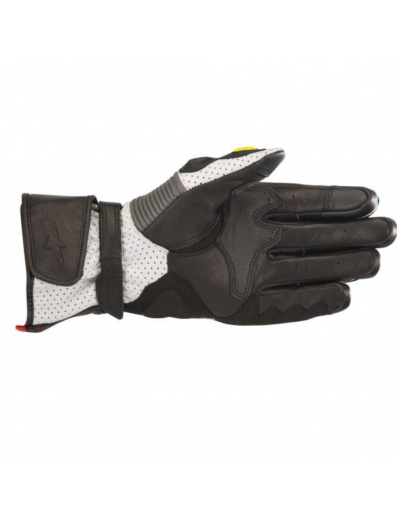 Gants moto en cuir d'été avec alpinestars SP-2 V2 Protections Noir/Blanc/Jaune - 2