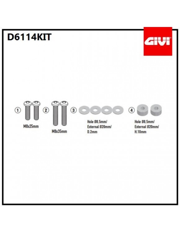 Kit attacchi GIVI d6114kit per parabrezza 6114dt,Kymco Agility 300 r16 (dal 2019 - 1