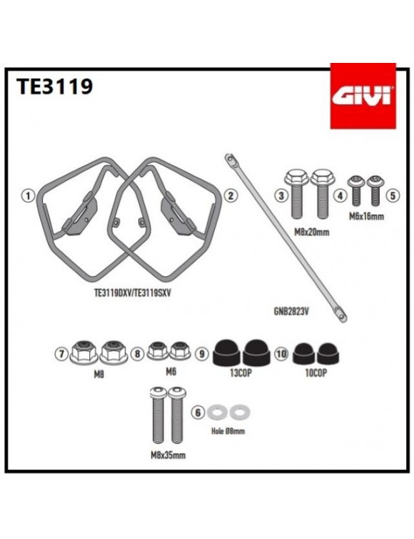 Kit cadres GIVI TE3119 sacs latéraux Easylock/Soft,Suzuki GSX S1000 - 2