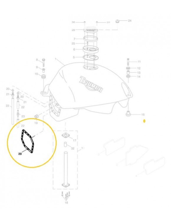 Guarnizione serbatoio carburante, t1241054, Daytona, Speed Triple, sprint, Tiger - 3