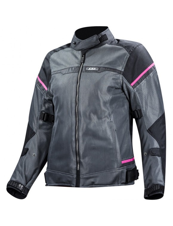 Summer Women's Motorcycle Jacket LS2 Riva Lady Dark Gray Pink 64100S0012