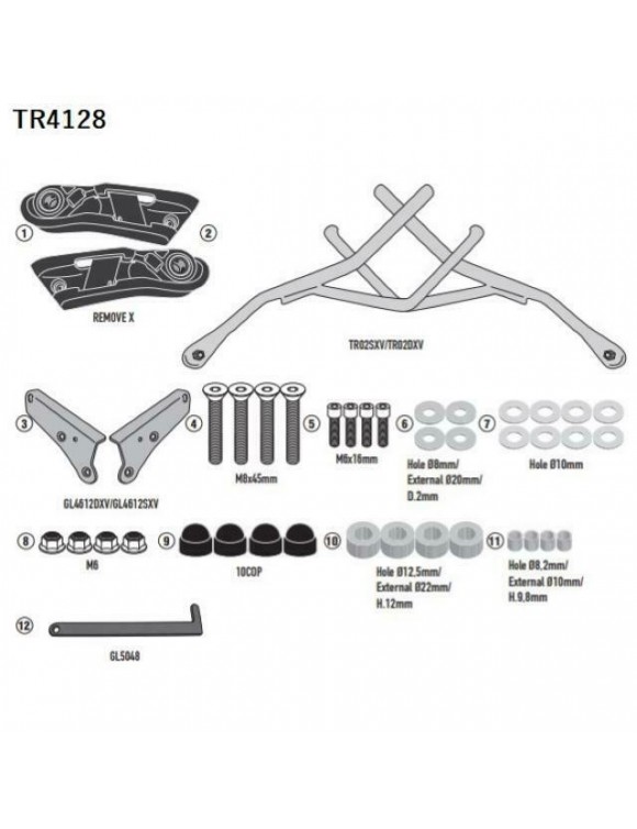 Kit telai sgancio rapido, GIVI tr4128 per borse morbide laterali, Kawasaki z650 - 1