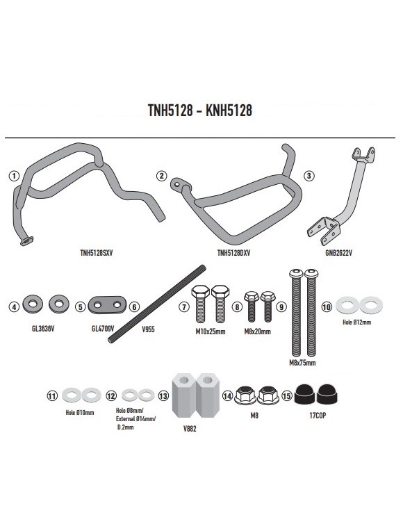 25mm black paramotor kit GIVI TNH5128 BMW R 1250 GS(from 2019) - 2