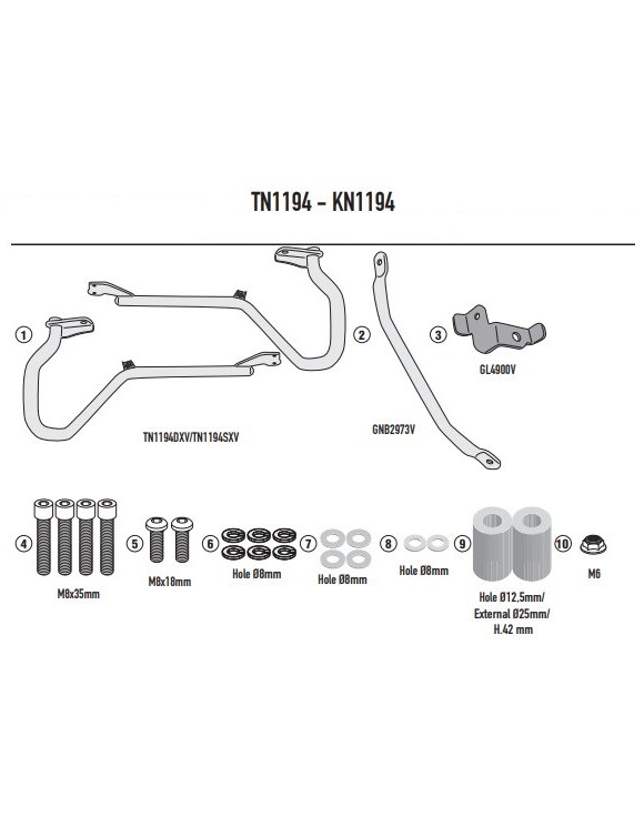 25mm schwarzes rohrförmiges Paramotor-Kit GIVI TN1194 HONDA CMX 1100 Rebell - 2