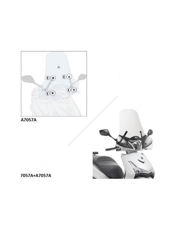 Complete Windshield Kit GIVI 7057A + SYM HD 300 attachments(from 2019)
