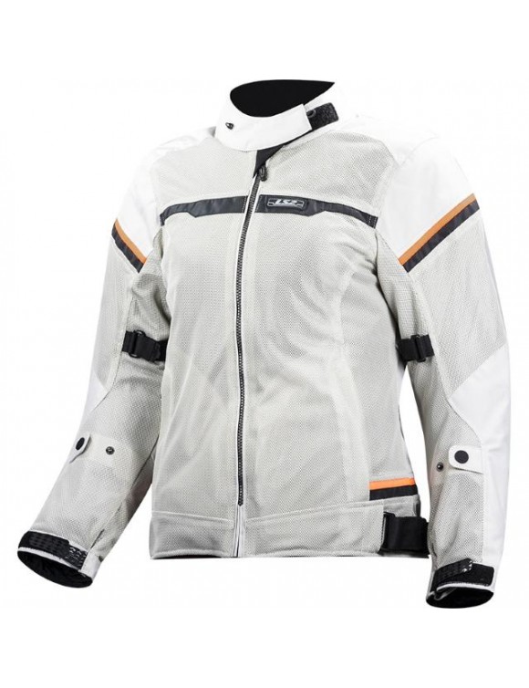 LS2 Riva lady summer motorcycle jacket light gray h-v orange 64100s0008
