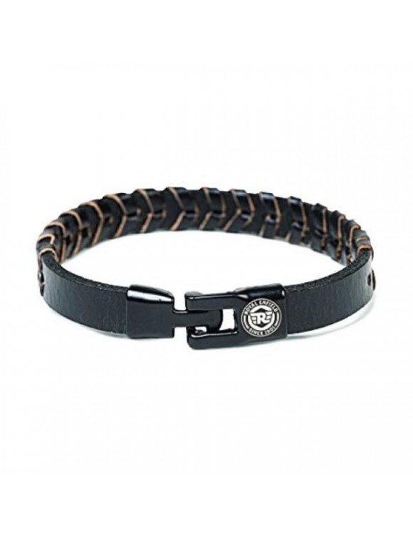 Bracciale intrecciato in cuoio originale Royal Enfield con logo nero