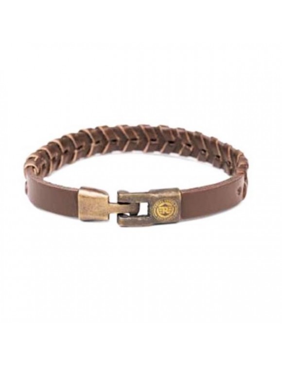 Bracciale intrecciato in cuoio originale Royal Enfield con logo brown