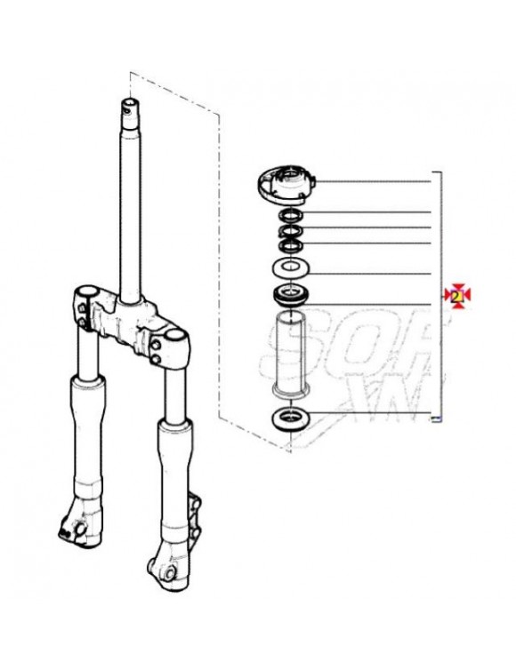 Set ralle sterzo, originale 6008725, Piaggio Beverly / Aprilia Scarabeo Light - 3