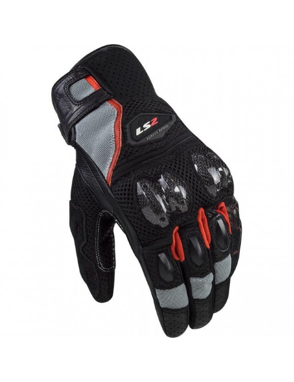 Men's motorcycle Racing Gloves LS2 SPARK II Air Black/Gray/Red fabric/leather