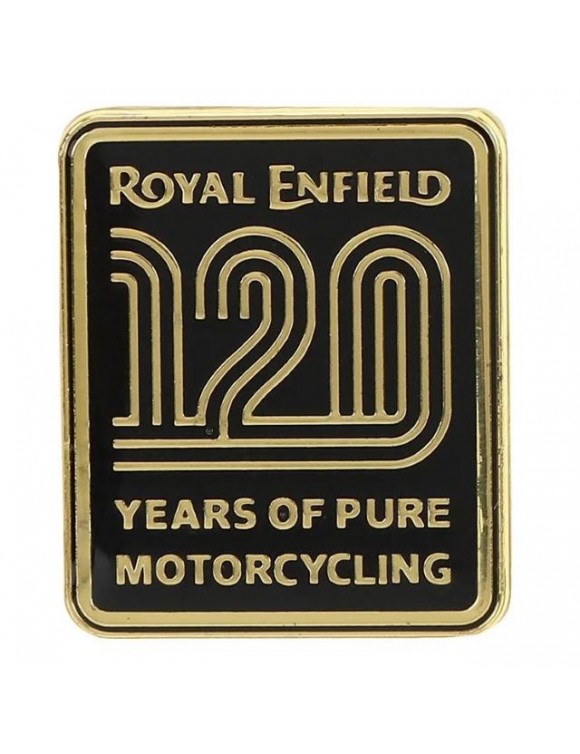 Limited edition Royal Enfield pin with logo 120th gold/black