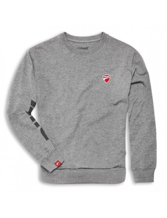 Felpa da uomo in cotone girocollo con logo Ducati grigia 98770339 - 1