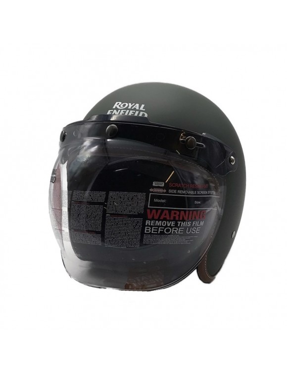Jet motorcycle helmet with bubble visor Royal Enfield Battle Green Opaco