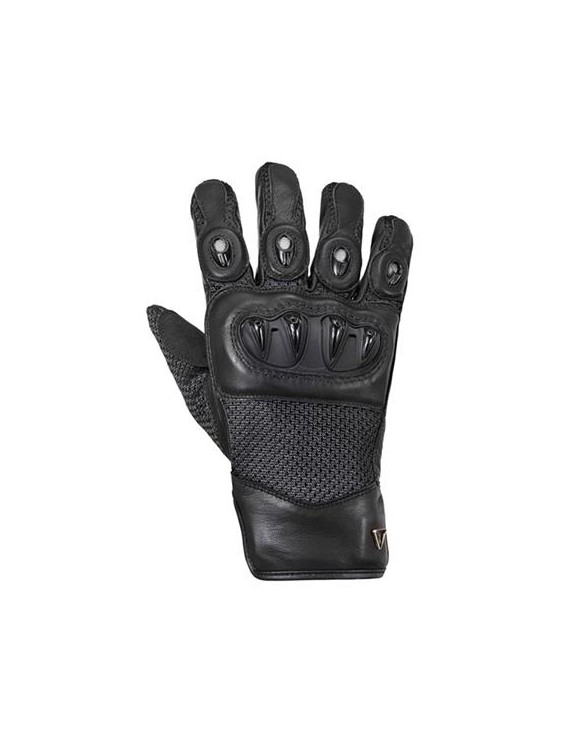 Men de verano Gloves Triumph Harton, cuero con protecciones, pantalla táctil, negro
