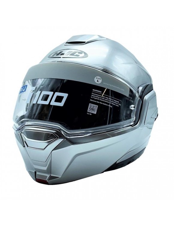 Casco moto modulare HJC i100 solid hyper silver lucido 188324 - 2
