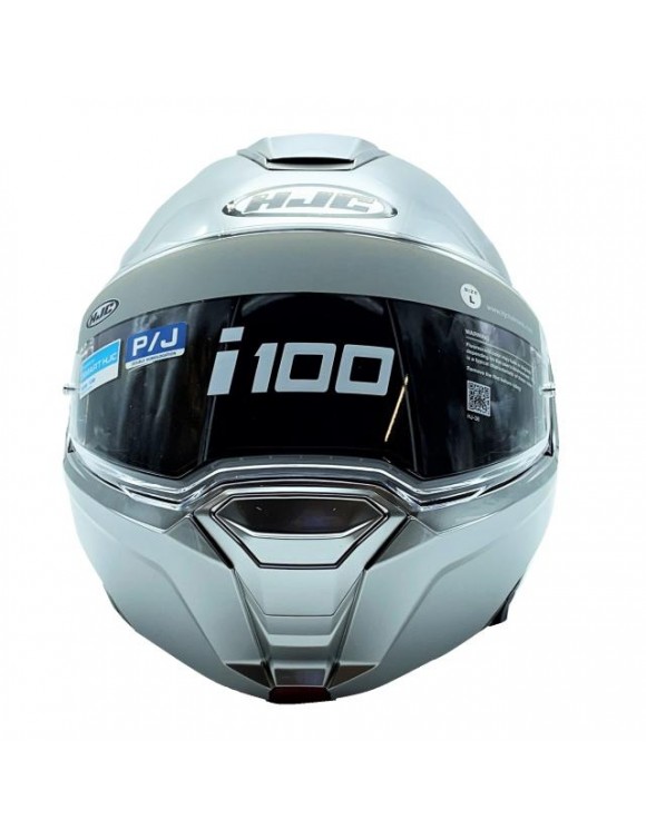 Casco moto modulare HJC i100 solid hyper silver lucido 188324 - 3