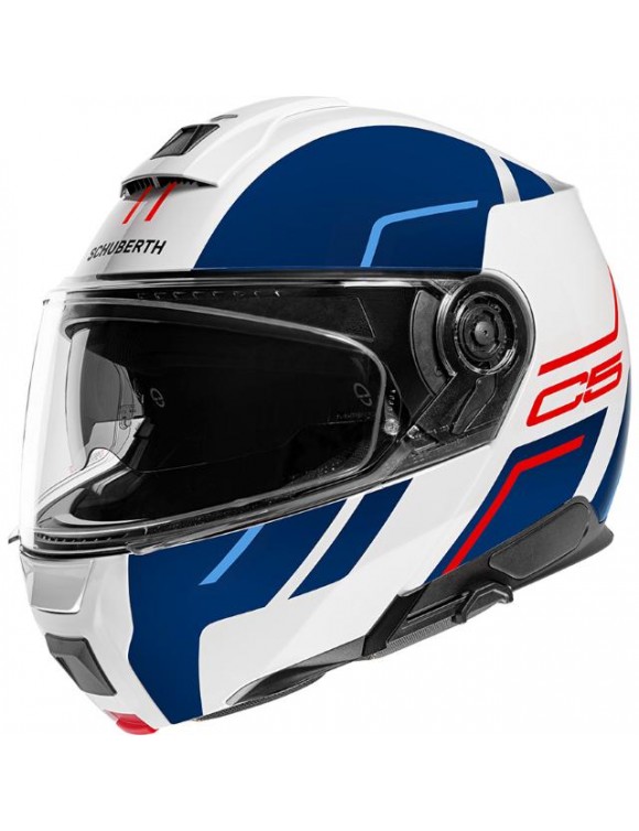 Schuberth C5 master blue / white / glossy red modular motorcycle helmet