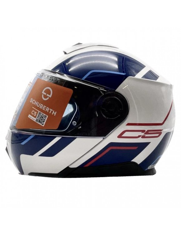 Schuberth C5 Master Blue / White / Glossy Red Modular Motorcycle Casco - 4