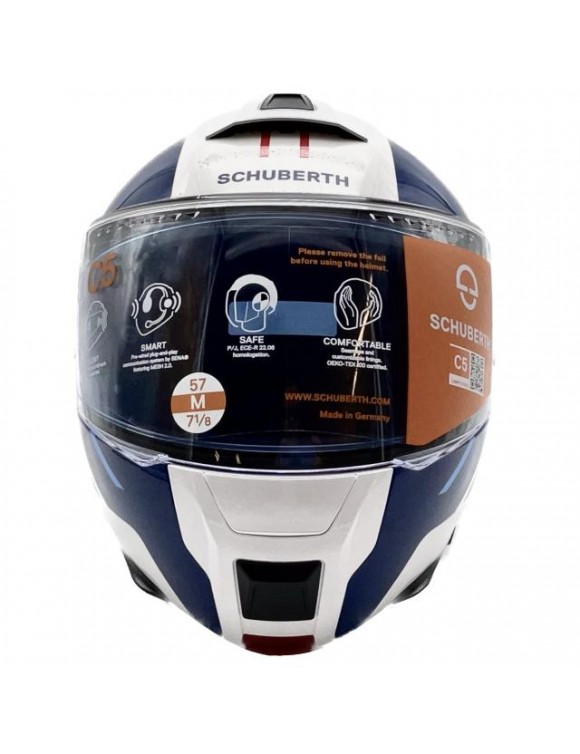 Schuberth C5 Master Blue / White / Glossy Red Modular Motorcycle Casco - 5