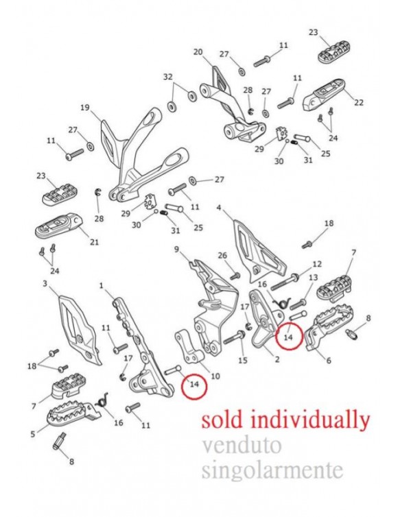 Front footrest peg pin, Triumph original spare part t2080874 - 3