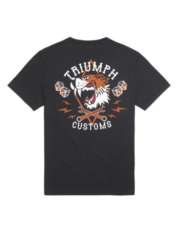 T-shirt da uomo in cotone originale Triumph Custom Black Crew MTSS22024 - 2