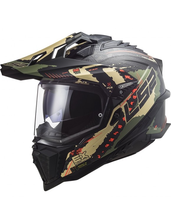 Integral Motorcycle Helmet LS2 MX701 Explorer Extend Matt Military Green Opaque