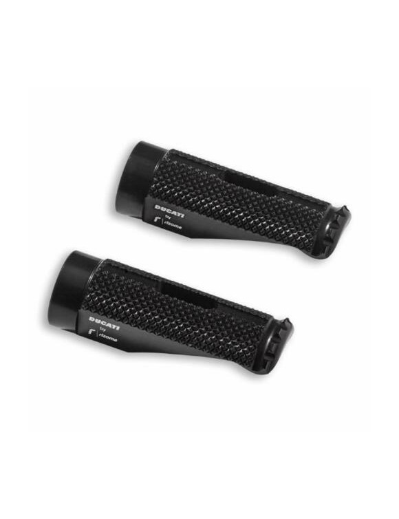 Coppia pedane poggiapiedi pilota in alluminio dal pieno, nere, Ducati 96280501AA - 1 Coppia pedane poggiapiedi pilota in alluminio dal pieno, nere, Ducati 96280501AA - 1