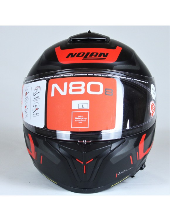 Casco modulare Nolan N100-5 HILLTOP N-COM Bianco Blu Nero Rosso - CASCHI  MOTO