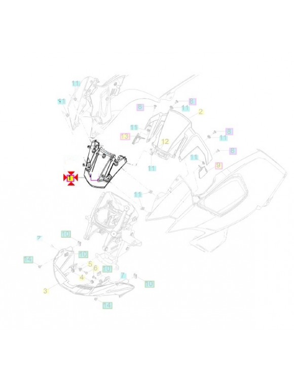 Carena Frontale Inferiore, 2B010490, Moto Guzzi V100 / V100 S - 3 Carena Frontale Inferiore, 2B010490, Moto Guzzi V100 / V100 S - 3