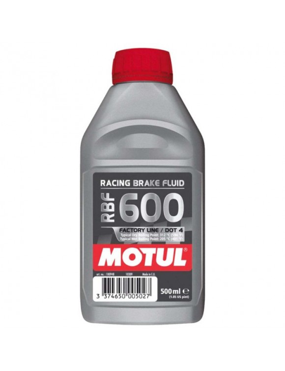 Liquide de frein moto, synthétique, Motul RBF 600 Factory Line DOT 4 spécifique pour une utilisation en course, 500 ml