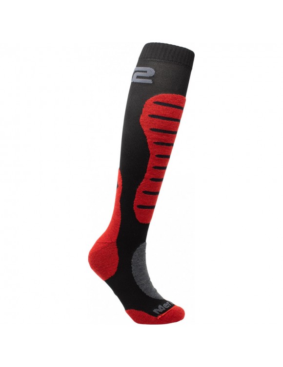 Six2 Mot2 Merinos Unisex Winter Motorcycle Technical Long Socks Black/Red