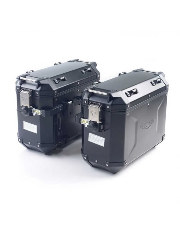 Par de maletas laterales de aluminio, negras, 37+37 L, originales A9500885, Tiger 850-900 - 1 Par de maletas laterales de aluminio, negras, 37+37 L, originales A9500885, Tiger 850-900 - 1