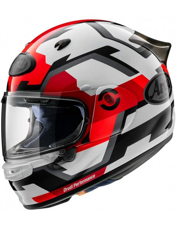 Integral Motorcycle Helmet PB e-cLc Arai Quantic Face Race White Glossy Red AR3115FR